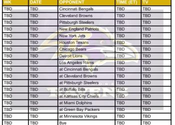 Printable 2025 Baltimore Ravens Schedule; Matchups and TV Broadcasts