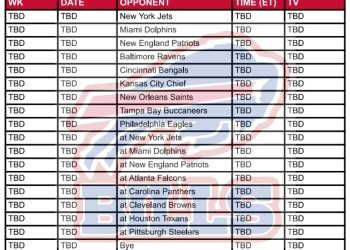 Printable 2025 Buffalo Payments Schedule; Matchups and TV Broadcasts